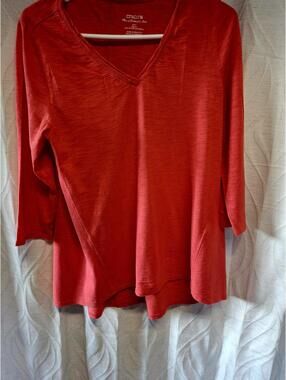 Chico's Women's V-Neck Long Sleeve Top - Vibrant Red
